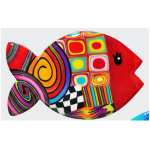 Les Tr&eacute;sors De Lily [R6411] - Broche artisanale 'Colombine & Arlequin' multicolore (poisson) - 45x30 mm
