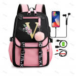 Blackpink 26 angli&scaron;kų raidžių kuprinė mergaitei, drobė, mokyklinė krep&scaron;ys vaiki&scaron;ka kuprinė vaiki&scaron;ka kelioninė krep&scaron;ys atgal į mokyklą, kuprinė, kuprinė