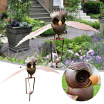 Plazdantis metalas ruda pilka pelėda kiemo kuolas Rocking Wind Whirly-Gig Garden Art