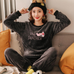 Moteri&scaron;kas &scaron;iltas pižamų rinkinys Flanelinis miegui skirtas žieminis aksominis moteri&scaron;kas pliu&scaron;inis laisvalaikio pižama XL