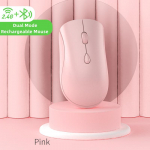 Įkraunama &bdquo;Bluetooth&ldquo; belaidė pelė su 2,4 GHz USB 1600 dpi tyli pelė, skirta &bdquo;ipad&ldquo; plan&scaron;etiniam kompiuteriui, ne&scaron;iojamam telefonui, kompiuteriui &bdquo;Macbook&ldquo; žaidimų pelė Pink