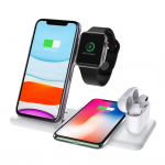 15 W Qi greito belaidžio įkroviklio stovas skirtas iPhone 11 12 X 8 iWatch 4 viename sulankstoma įkrovimo stotelė, skirta Airpods Pro iWatch 15W-4in1 balta