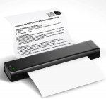 Ne&scaron;iojamas buitinis A4 formato popierinis terminis spausdintuvas per Bluetooth prijungiamas prie kompiuterio / telefono A4 mobilusis dokumentų spausdintuvas + 200 vnt spausdinimo popierius A4 version-210mm juoda