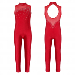 Vaikų mergaičių baleto &scaron;okių kombinezonas be rankovių Kalnų kri&scaron;tolinio akmens gimnastika, treniruotė, &scaron;okių triko, dailiojo čiuožimo &bdquo;Unitard&ldquo; scenos kostiumai 5-6 Years bordinė