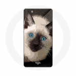 Coque pour Huawei P8 Lite Chat Siamois Noir et blanc aux Yeux Bleus