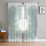 Kalėdinė Žvaigždė Briedis Miegamojo Skaidrios Plonos Užuolaidos &Scaron;ventinė Dekoracija Langų Voile Tulle Užuolaida 135W x 114H(cm)