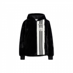 Adidas Originals Adibreak Kailinė Spalvų Blokų Dygsniuota Striukė Su Gobtuvu Moteri&scaron;ka Vir&scaron;utinė Apranga Juoda IC8130 S-M