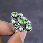 Natural Green Amethyst Gemstone Handmade 925 Sterling Silver Ring Size 10 s6v41