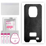 Apgo apsauginis odos lipdukas nugarai, suderinamas su Ulefone Armor 9, įvyniojama plėvelė, folija, vinilas &ndash; juoda oda