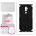 apgo Protective Skin Sticker for the back+sides compatible with Oppo A5 (2020), Full Wrap Film, Foil, Vinyl - Pattern Black Camo