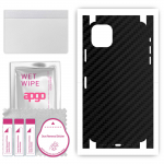 Apgo apsauginis odos lipdukas nugarai ir &scaron;onams, suderinamas su Apple iPhone 11 Pro Max, pilna apvyniojama plėvele, folija, vinilu &ndash; anglies juodos spalvos ra&scaron;tas