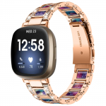 Deimantinis dirželis skirtas Fitbit Versa 4 3 Sense 2 juostų i&scaron;maniajam laikrodžiui Priedai Dervos nerūdijančio plieno metalinė apyrankė Fitbit Versa 3 dirželis For Fitbit Versa 3