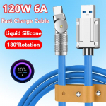 120 W skysto silikono greito įkrovimo kabelio tipas, skirtas iPhone 14 Xiaomi Huawei Samsung USB C Micro USB įkrovimo laidas žaidimams 2MM