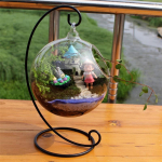 Kūrybi&scaron;ka skaidraus stiklo rutulinė vaza mikro kra&scaron;tovaizdžio oro augalų terariumas, sultingas kabantis gėlių vazonas 23cm iron frame + 10cm ball