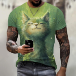 Vyri&scaron;ki mar&scaron;kinėliai su ra&scaron;tu 3D Mieli kačių ra&scaron;to mar&scaron;kinėliai Madingi vyri&scaron;ki gyvūnų ra&scaron;to mar&scaron;kinėliai Negabaritiniai gatvių drabužiai O formos i&scaron;kirpte S