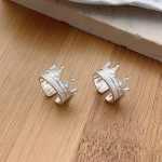 S925 Sterling Silver Crown Moteri&scaron;kas ausų segtukas be pradurto High Sense Light Prabangaus temperamento ni&scaron;inio ausies segtuko