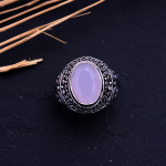 Natural Pink Chalcedony Gemstone 925 Sterling Silver Ring Size 9.5 h7z77