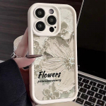 Relief Flower Soft TPU dėklas, skirtas iPhone 16 15 Pro Max 14 Plus 13 12 11 Pro Max Xr X Xs 7 8 Plus smūgiams atsparus Candy Color objektyvo apsauginis telefono dangtelis iPhone 15 kava