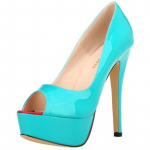 LOSLANDIFEN Sexy Peep Toe Platform Moteri&scaron;ki Siurbliai 14cm Itin auk&scaron;ti lakinės odos auk&scaron;takulniai Batai Raudoni Vestuviniai Stiletai Didelis Dydis 43 44 44 &scaron;viesiai mėlyna spalva