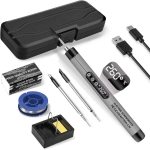 1 vnt Mini belaidžio lituoklio rinkinys USB ne&scaron;iojamas lituoklis su LCD skaitmeniniu reguliuojamos temperatūros litavimo pistoleto rinkiniu pilka