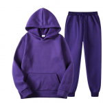 Unisex Autumn Plus Velvet Fleece Sportinis Kostiumas Paprastas Vienspalvis Storas Megztinis ir Ilgos Kelnės Dviejų dalių komplektas Vyri&scaron;kas Moteri&scaron;kas Sportinis Kostiumas S violetinė