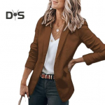 Moteri&scaron;kas paltas, plonas, ilgomis rankovėmis, vienspalvis, oficialus verslui OL Į darbą ir atgal Stilius Vieno mygtuko megztinis Moteri&scaron;kas biuro &scaron;varkas pavasario rudens kostiumo striukė L pilka