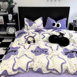 Drugelių ra&scaron;to plautos medvilnės trijų keturių dalių paprastas literatūrinis antklodės užvalkalas paklodė studentų bendrabučio trijų dalių komplektas 1.2m 3pcs mėlyna