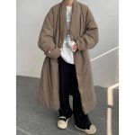 Juodas pūkinis striukė vyri&scaron;ka žiemos sutir&scaron;tinta &scaron;ilta retro atlapu ilga striukė be gobtuvo 6XL gray