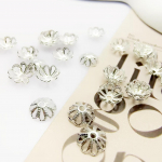 18k paauksuoti karoliukais su gėlių kepuraitėmis apyrankės ir karoliai papuo&scaron;alų priedai Thick Silver; 6mm sidabras