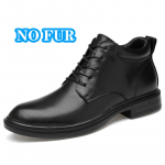 Madingi Auk&scaron;tos Kokybės Tikros Odos Verslo Batai Auk&scaron;takulniai Vyri&scaron;ki Ankle Boots Prabangus Prekės ženklas Retro Žieminiai Plu&scaron;iniai Sniego Batai Vyri&scaron;ki &Scaron;ilti Batai 36 black