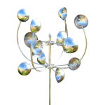 14 colių vėjo suktukas su metaliniu sodo stiebeliu vėjo malūno sodo dekoracija lauko vėjo skulptūra, skirta kiemo vejos sodo dovanai X3UC sidabras