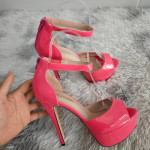 Moteri&scaron;ki sandalai Nauji Seksualūs 14CM Platforminiai Super Auk&scaron;ti Kulniukai Stiletto Atviru Pir&scaron;tu Kulnas Dirželis Aplink Kulnį Sandalai Gladiatoriai Vakarėliui Suknelei Vestuviniai Batai 43 ry&scaron;kiai rožinė