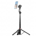 I&scaron;traukiamas asmenukių lazdelės trikojis, skirtas maksimaliam telefonui. Ilgis 130 cm su nuimamu magnetiniu telefono laikikliu-nuotoliniu pulteliu