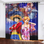 Monkey D Luffy Tamsinanti užuolaida, One Piece, Poliesteris, Animacinis, Tinka miegamajam, Vaikams, Suaugusiems, Kambario dekoravimui, Dovanoms 100x140cm&Grommet Top