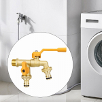 Washing Machine Faucet Double Spout Universal Easy to Install Copper Laundry Water Tap Washer