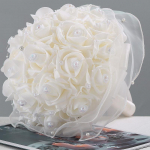 Vestuvinė nuotakos puok&scaron;tė rankų darbo kri&scaron;tolinė juostelė vestuvinė pamergių puok&scaron;tė nuotakos dirbtinės gėlės vestuvėms