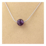 Pierres et Min&eacute;raux. Collier 1 perle Grenat 8 mm Chaine en acier inoxydable.