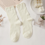 Universalios vienspalvės vidutinio ilgio kojinės, japoni&scaron;kos kasdienės kvėpuojančios frotinės kojinės, patogios One size balta