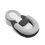 Kūdikio maitinimo pagalvė, kūdikio gultukas, atpylimo plei&scaron;tas su saugos diržu, pagalvė kūdikiui žindyti ir maitinti i&scaron; buteliuko, ne&scaron;iojama kūdikio pagalvėlė pilka