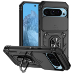 &Scaron;arvuotas dėklas Google Pixel 9A Pixel 9 Pro XL dangtelis su slankiojančia objektyvo apsauga, atlenkiamu stovu ir žiedu, magnetinis laikiklis, Coque Fundas Capa Google Pixel 9 juoda