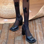 Kvadratinė noselė Stambūs kulniukai Moteri&scaron;ki Mary Jane bateliai Retro Gotikiniai Moteri&scaron;ki Batai Visi&scaron;kai Nauji Pavasario Vasaros Rudens Lolita Auk&scaron;takulniai 35