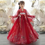 Kini&scaron;ka &bdquo;Hanfu&ldquo; raudona mergaiti&scaron;ka laisvalaikio suknelė 150