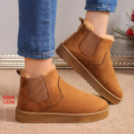 Moteri&scaron;ki 2024 m. didelio dydžio sniego batai - &Scaron;ilti aksominiai žieminiai madingi trumpi užmaunami batai 44 chaki