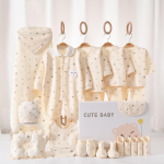 Naujagimio dovanų dėžutė: Grynos medvilnės pavasario ir rudens drabužių komplektas berniukams ir mergaitėms Newborn White Bear Gift Box