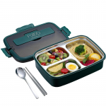 304 Nerūdijančio plieno sandari prie&scaron;piečių dėžutė Bento Box maisto talpyklos laikymas biuro darbuotojams 3-compartment žalia