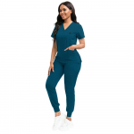 Stretch Scrubs Moterų rinkinys Slaugos uniformos Klinikinių &scaron;veitimų rinkinys Slaugytoja Dulkėms atsparus Darbo Drabužiai Medicininiai &scaron;veitikliai Top+ Jogger Pants 2XL