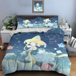 Pokemon Jirachi Spausdintas Mink&scaron;tas Antklodės Užvalkalas Pagalvės Užvalkalas Patalių Komplektas Vaikams Suaugusiems Patogus Lovos Komplektas Viengulis Karali&scaron;ko Dydžio Patalių Komplektas Prabangus EU Twin 135X200cm gray
