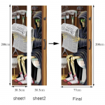 Helovino kaukolės vaiduoklis durų lipdukai Kūrybingi 3D mediniai namų sienų lipdukai