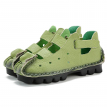 Vasaros madingi sandalai 2024 m. Nauji odiniai moteri&scaron;ki batai Mink&scaron;ta apačia plok&scaron;čia asmenybė Laisvalaikio moteri&scaron;kos basutės Retro stiliaus rankų darbo sandalai 42