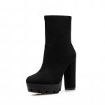 Moteri&scaron;ki Batai Auk&scaron;takulniai Platforma Stori Kulniukai Apvalus Pir&scaron;tas Ankle Boots Mujer Seksualūs Moteri&scaron;ki Užtrauktukas Padidinti Auk&scaron;takulniai Batai Moterys 4 juoda